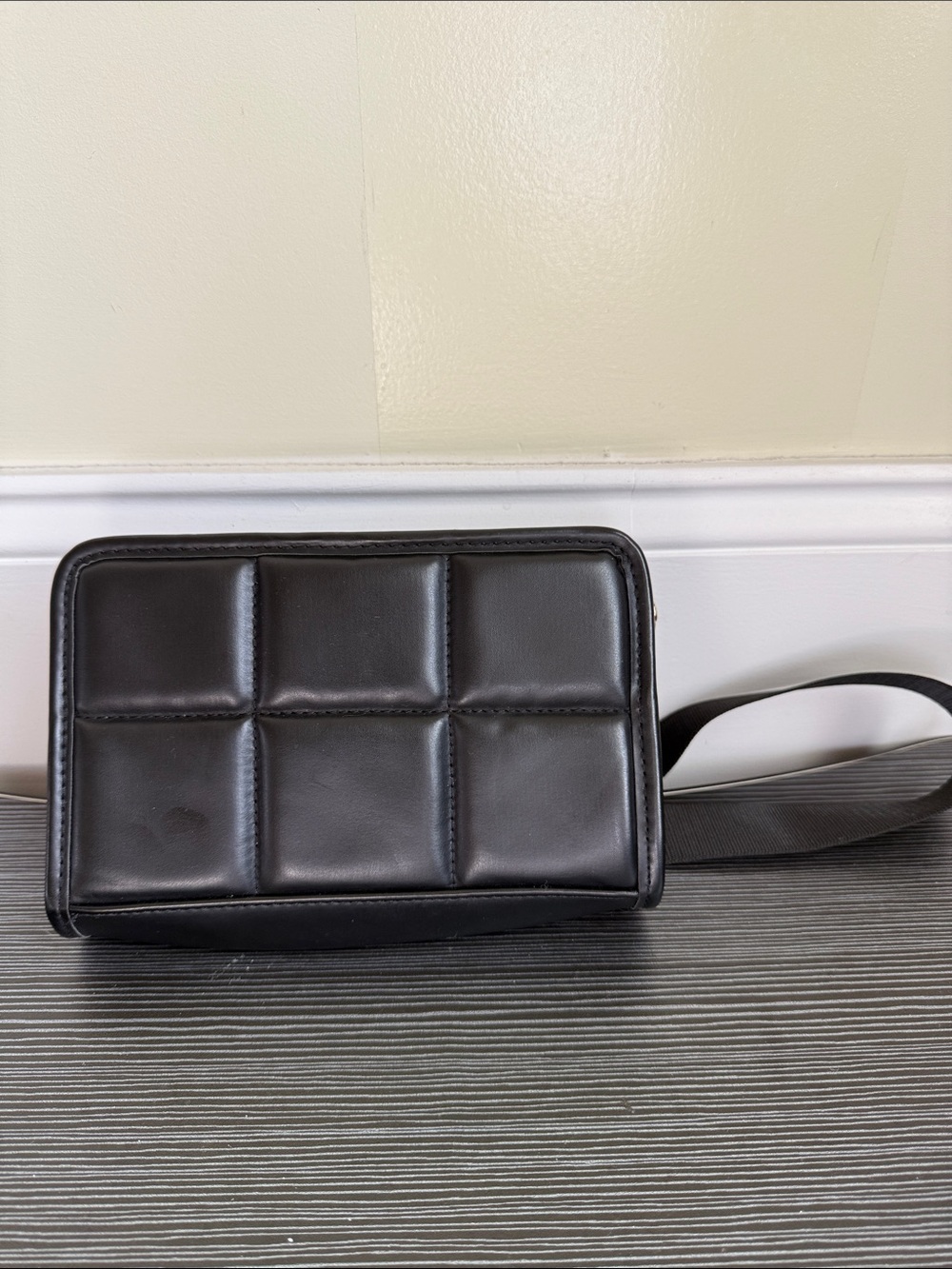 Amanda Uprichard Black Quilted Panel Belt Bag